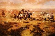 Charles M Russell The Attack on the Wagon Train Norge oil painting reproduction